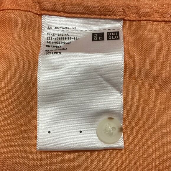 Uniqlo 100% Linen Shirt Women's Size XL  Long Sleeves Button-Up  Apricot - Picture 4 of 6